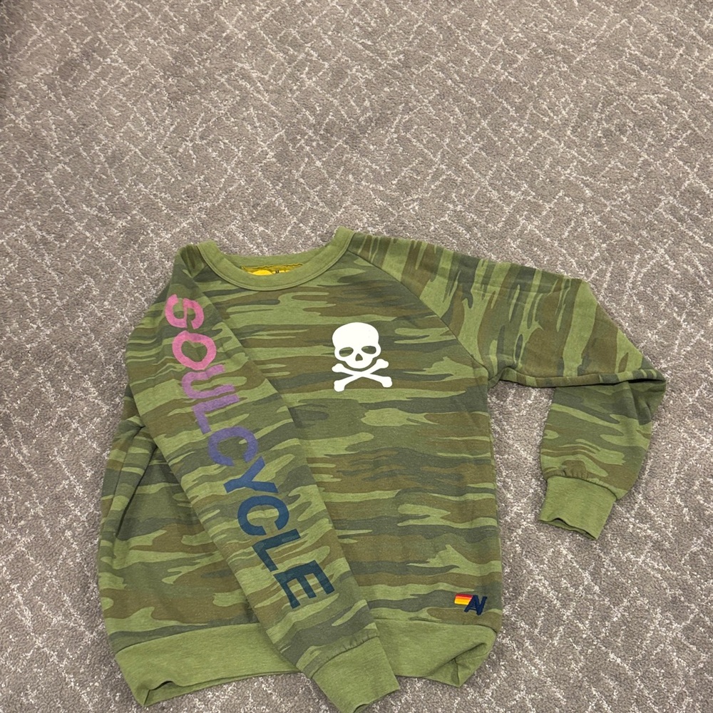 SoulCycle x Aviator Nation Camouflage Sweatshirt - Green and Multicolor
